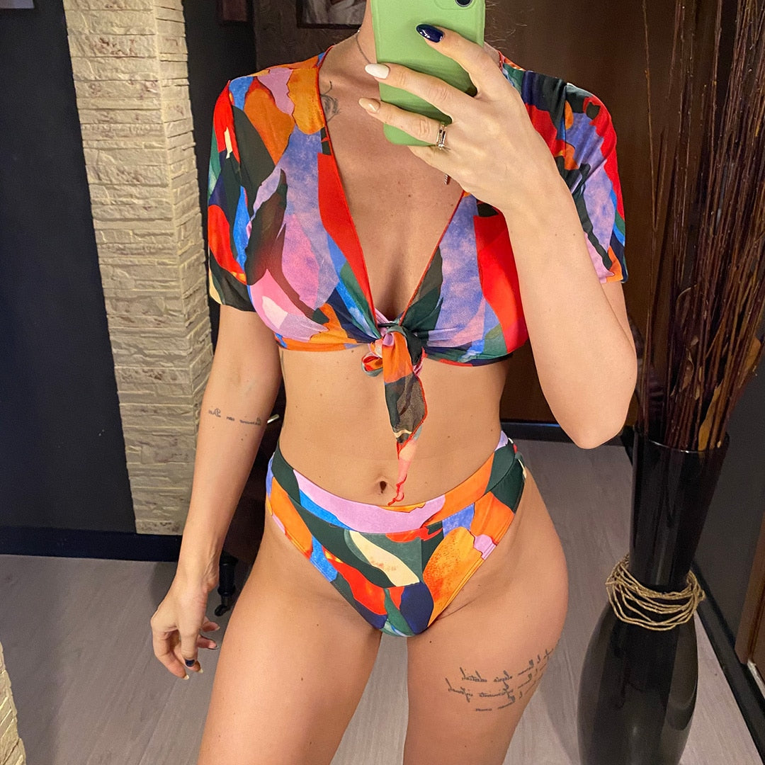 Vivian's Colorful Bikini & Cover Up