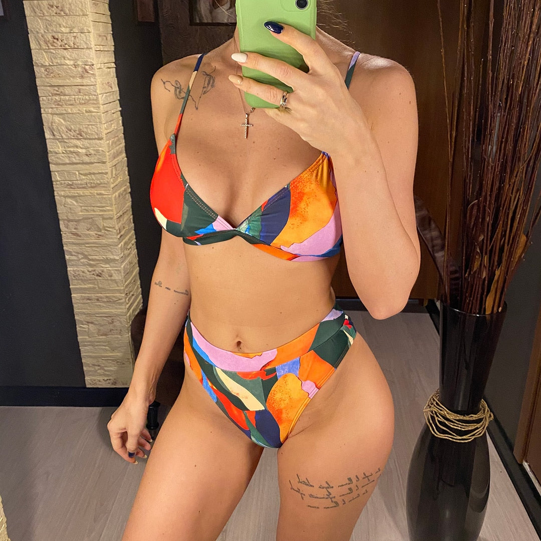 Vivian's Colorful Bikini & Cover Up