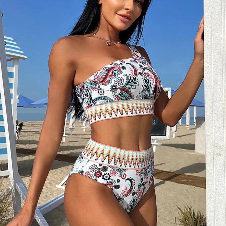 Irina's One Shoulder Printed Bikini