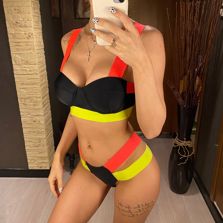 Miriam's Neon Patchwork Bikini