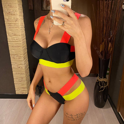 Miriam's Neon Patchwork Bikini