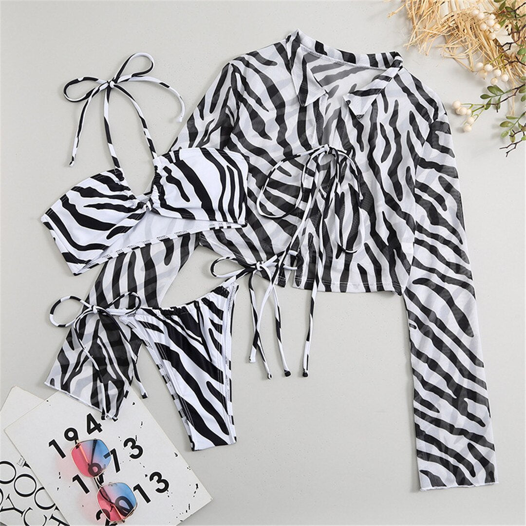 Monica's Zebra Bikini & Cover Up